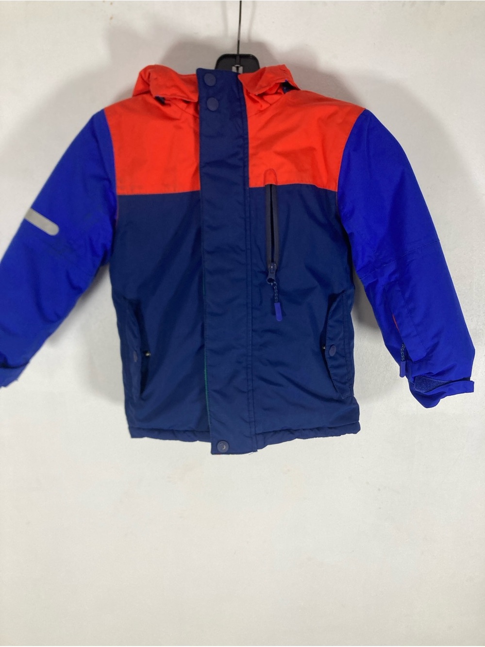 Mini Boden Boys All-Weather Waterproof Jacket Colorblock Blue Orange Size 4-5Y